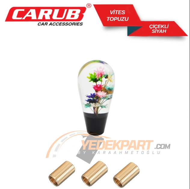 CARUB Vites Topuzu Çiçekli Siyah